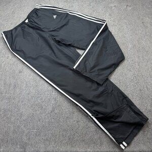 Adidas Windbreaker Track Pants Women XL Black White Woven 32" Ankle Zip